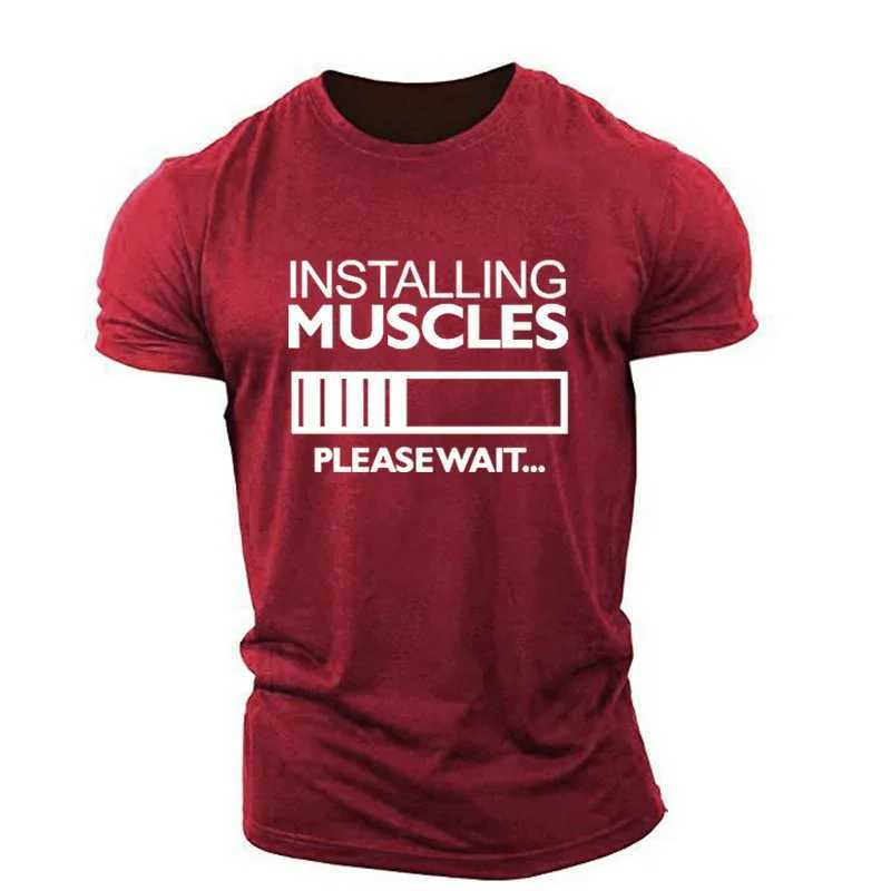 Mens Muscles Letter English Elements T-shirts Short Sleeve Summer Casual Sporty Gym Tops 3D Print O-Neck Big Size Male Tee X250113