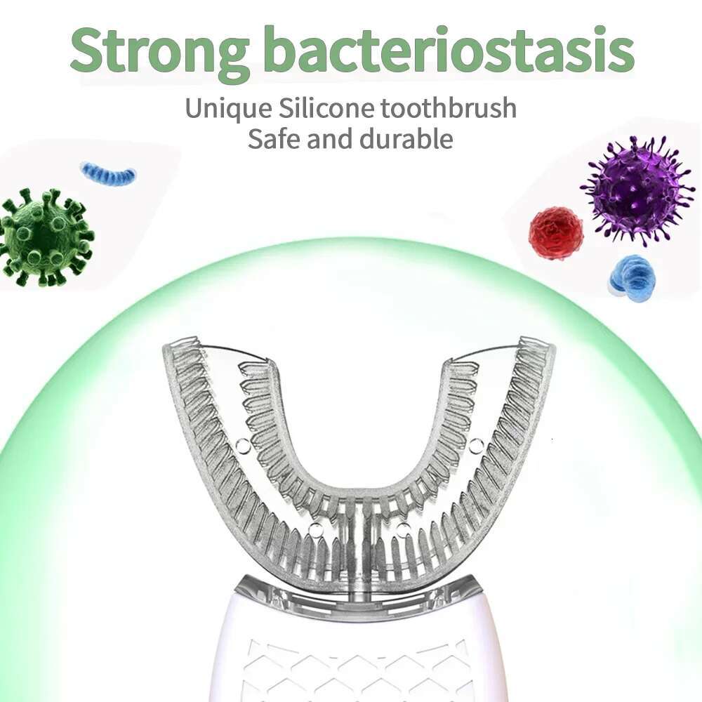 360 Degrees Intelligent Automatic Sonic Electric Toothbrush U Type 4 Modes Brush USB Charging Tooth Whitening Blue Light