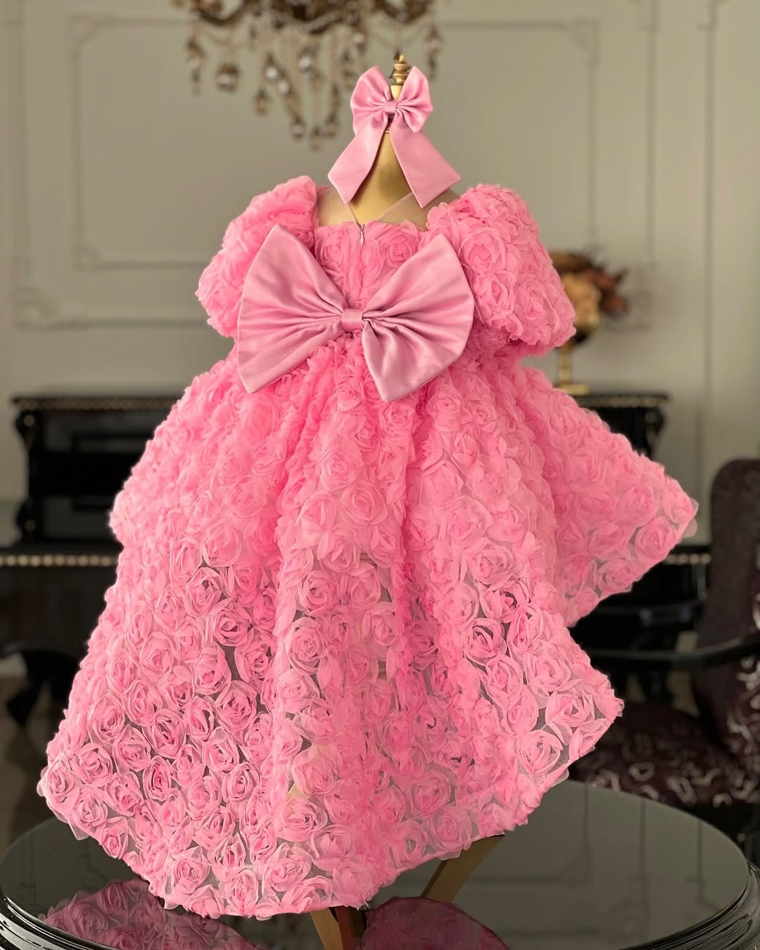 High Pink Low Princess Wer Girl Dresses For Wedding Sheer Jewel Necke Toddler Pageant Gowns Tulle Ruffled Birthday Party Dress