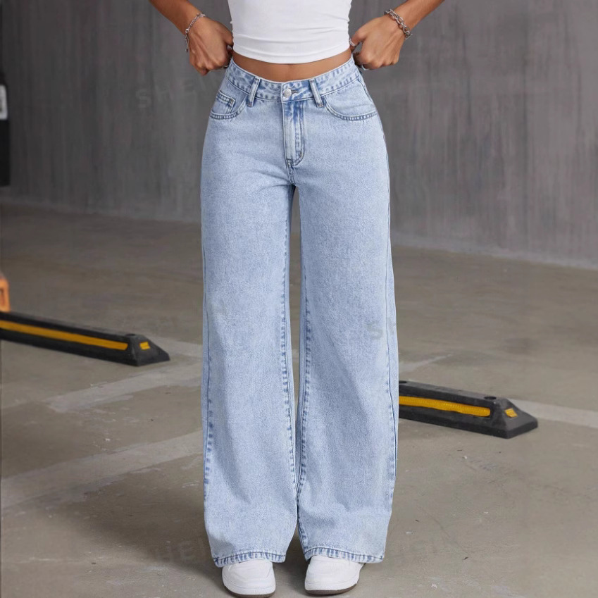 designer jeans baggy jeans womens designer hot selling jeans women's bow embroidery street hot girl straight leg wide leg pants loose pan 54d