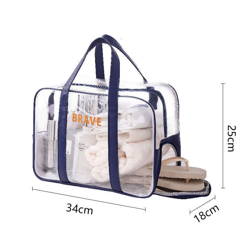 New transparent waterproof wash travel makeup dry wet separation beach bag, fiess swimming bag