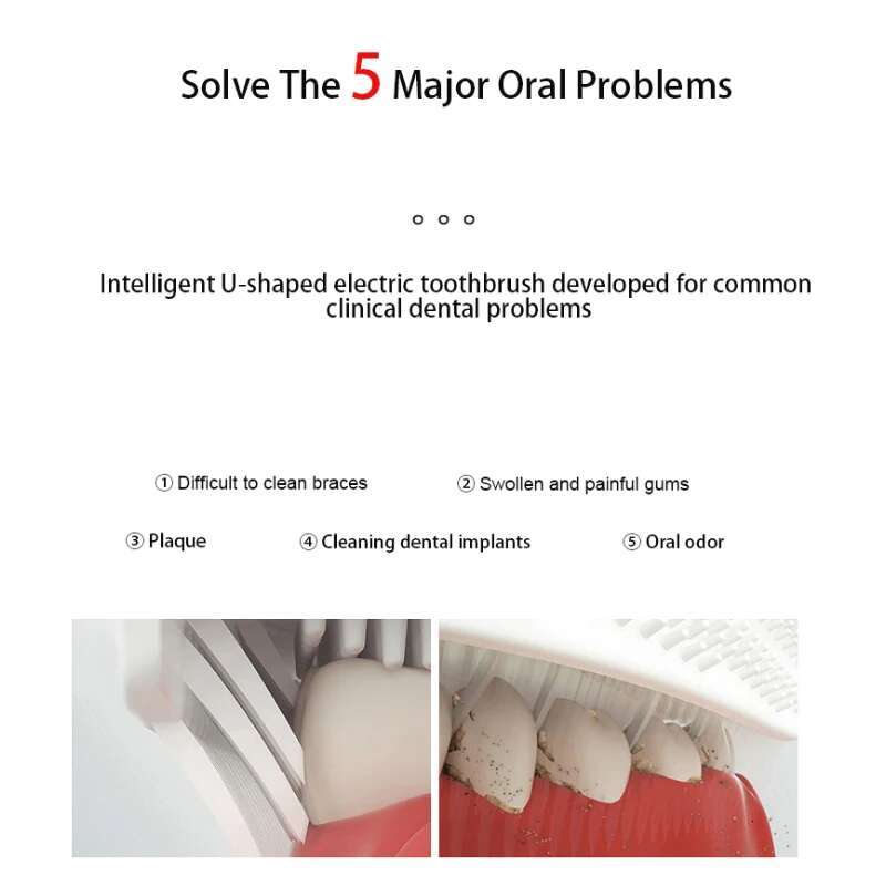 Automatic Ultrasonic Toothbrush U Shape Whitening Brush Teeth Massage USB Charging Base Personal Care Appliances for Adult