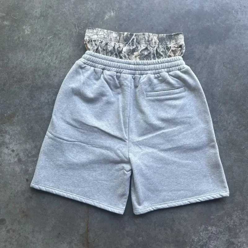 Y2K retro shorts camouflage pattern double waist embroidery hardcover mens Harajuku womens hip-hop casual boxer sports shorts X2503241