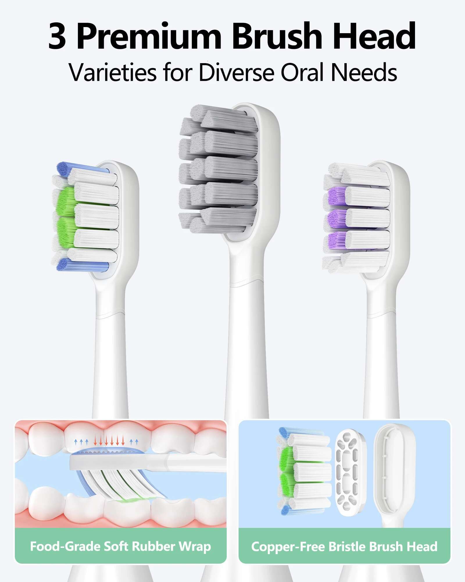 Sonic Electric for Adults, Oscillation & Vibration Smart Toothbrush with Customizable App, 3 Brush Heads, Waterproof