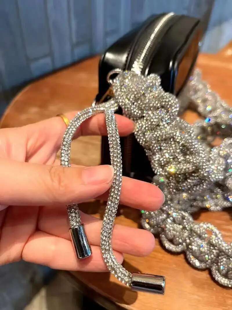 Crystal Rhies Dia Woven Handmade For Handbag Purse Crossbody Shoulder Strap Glitter Belt Bag Accessories