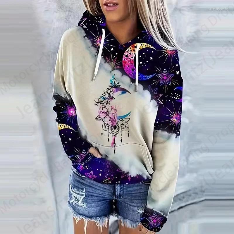 Men's Hoodies Moon Sun 3d Print Drawstring Women Hoodie Fashion Oversized Autumn Long Sleeve Hooded Sweatshirt Women's Clothing