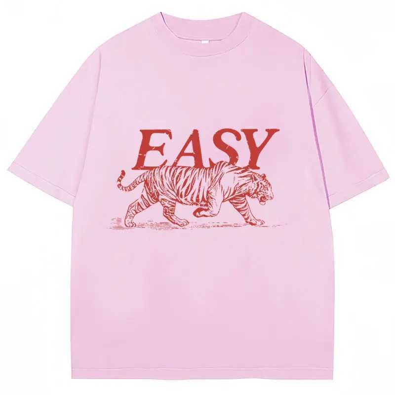 Funny Easy Tiger Meme Print T Shirt Mens Womens Fashion Personality T-Shirt High Quality 100% Cotton Loose Casual Tee Shirts X250113