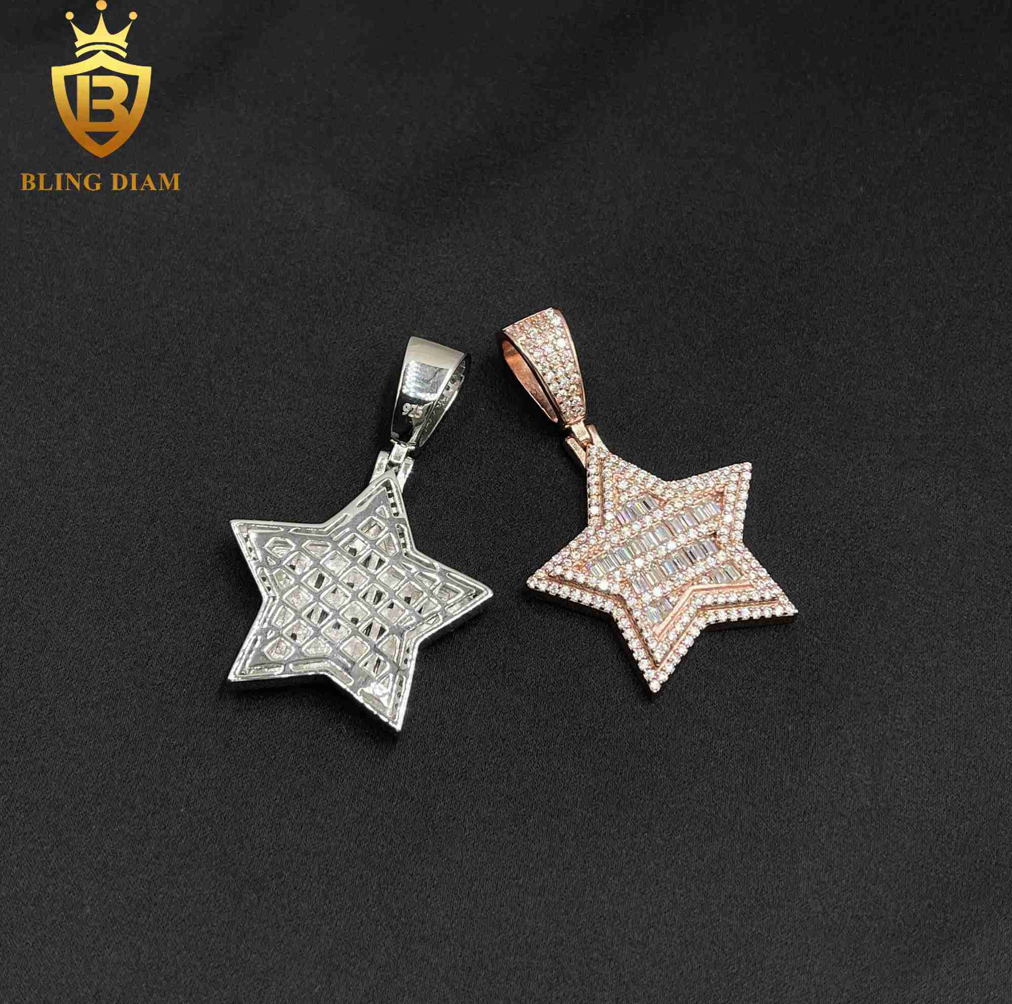Hip Hop Custom Necklace Men Pass Diamond Tester 925 Sterling Silver VVS Moissanite Star Pendant Charm Necklace