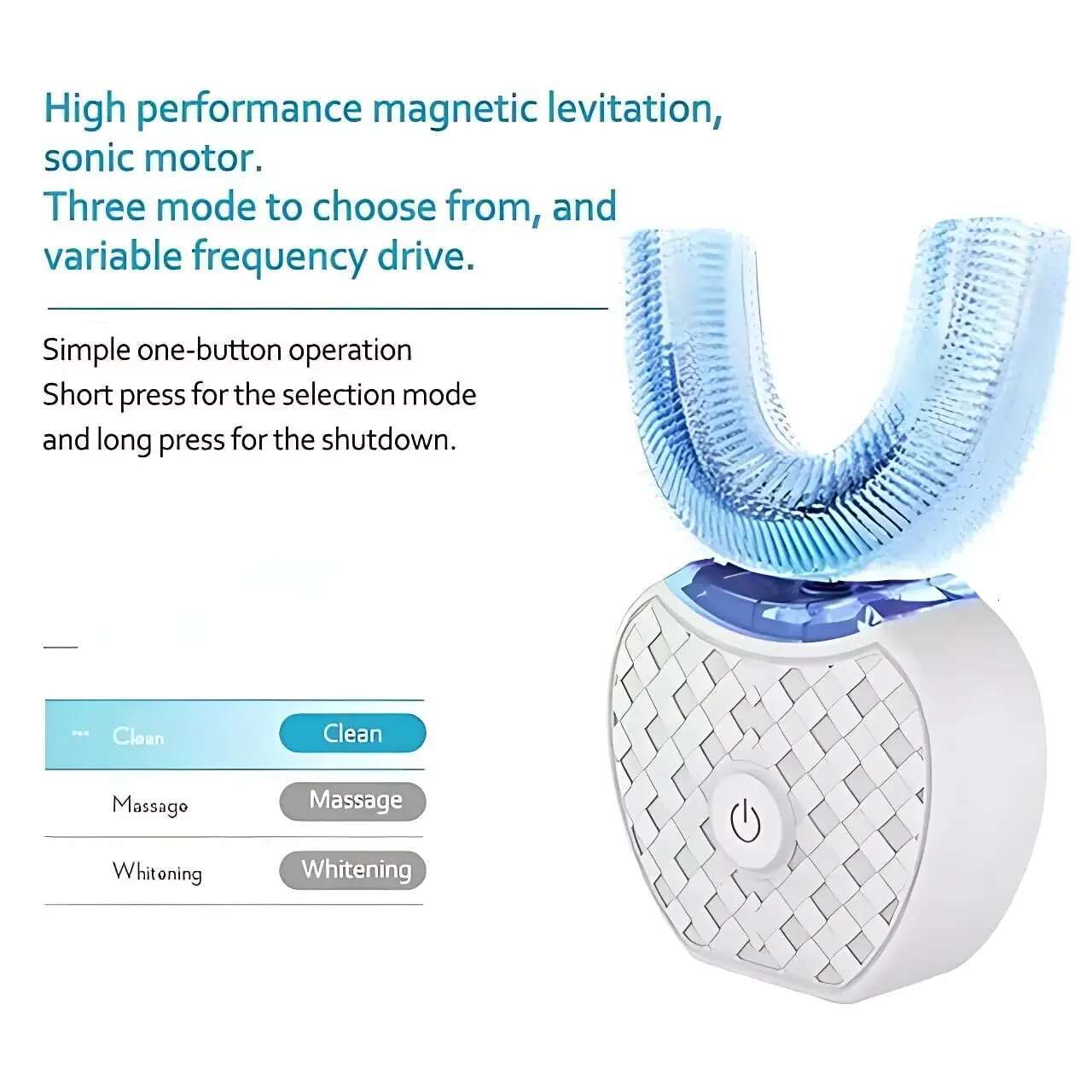 Toothbrush,U Shape Ultrasonic Cleaner Teeth Whitening Lamp 360 Adult Electric Automatic Toothbrush