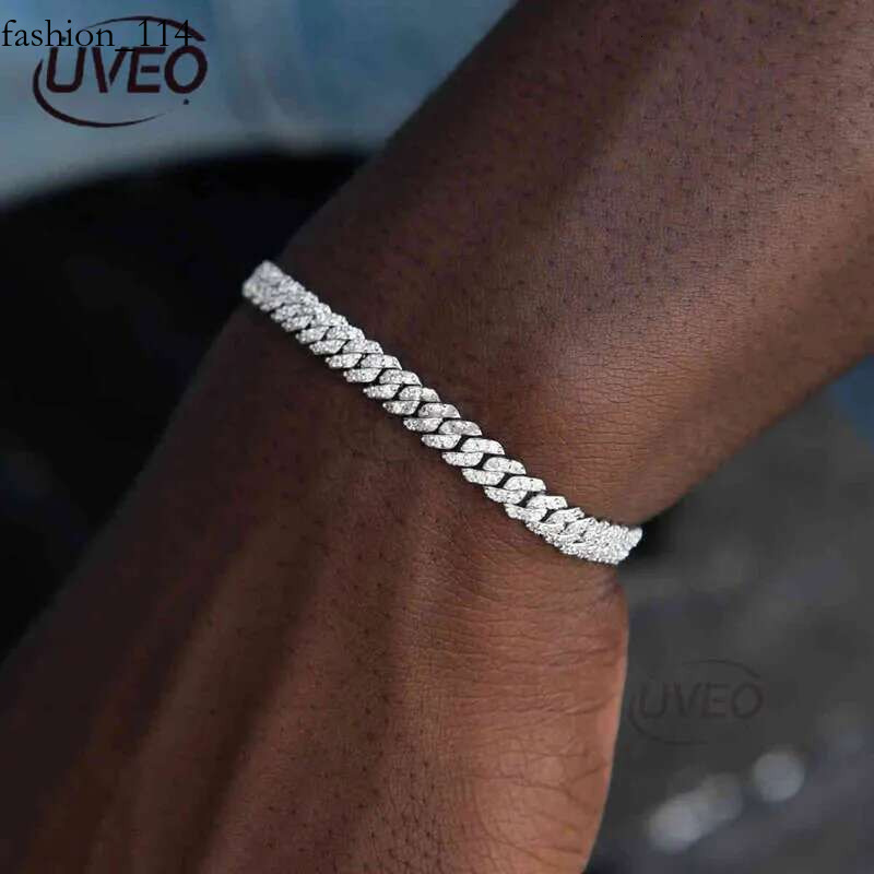 6mm White Gold Sterg Sier VVS Moissanite Dia Cuban k Chain Bracelet Iced Out Mossanite Jewelry For Men Women moissanite aaa