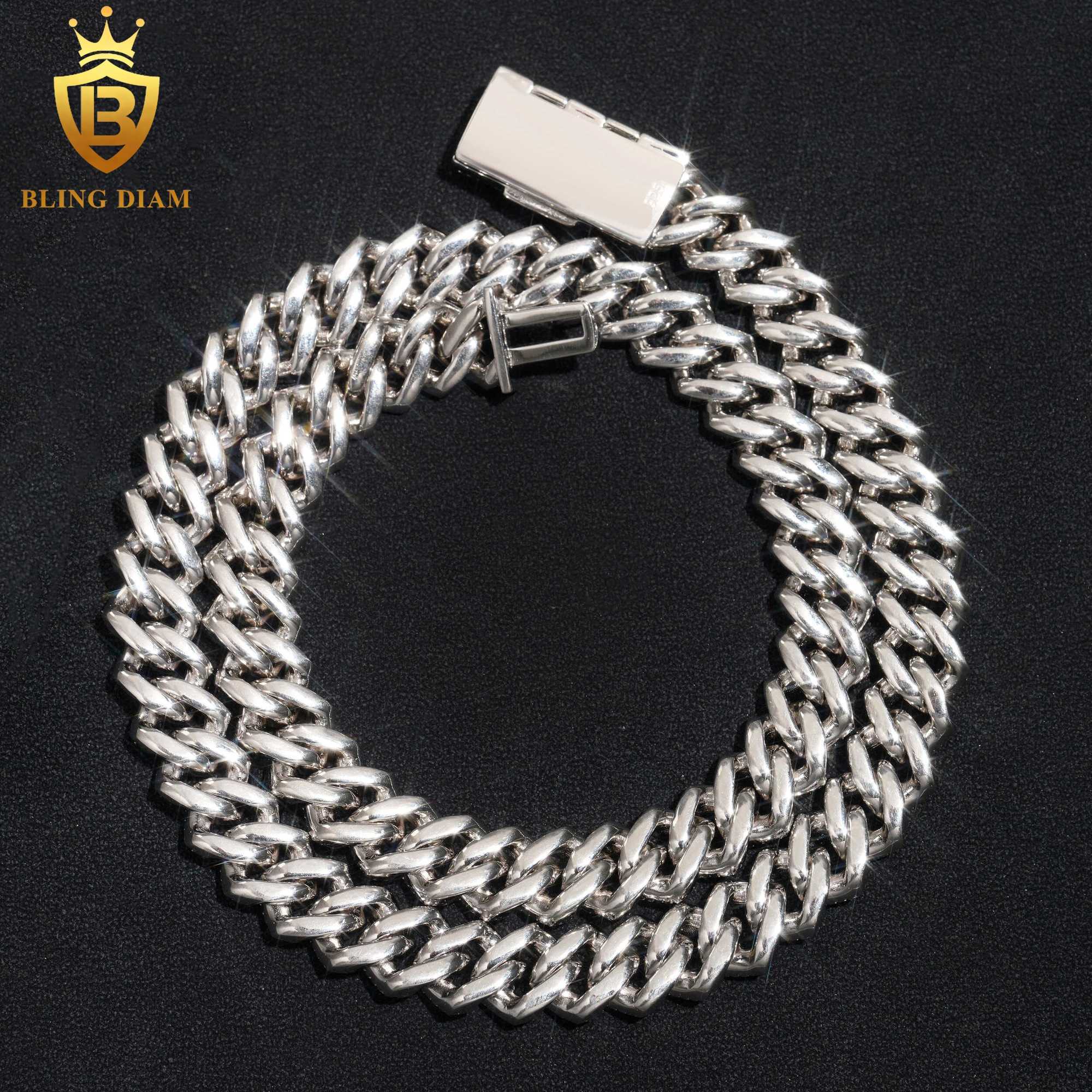 New Fashion Miami Hip Hop Necklace Cuban Link Chain 12MM Pass Diamond Tester 925 Sterling Silver