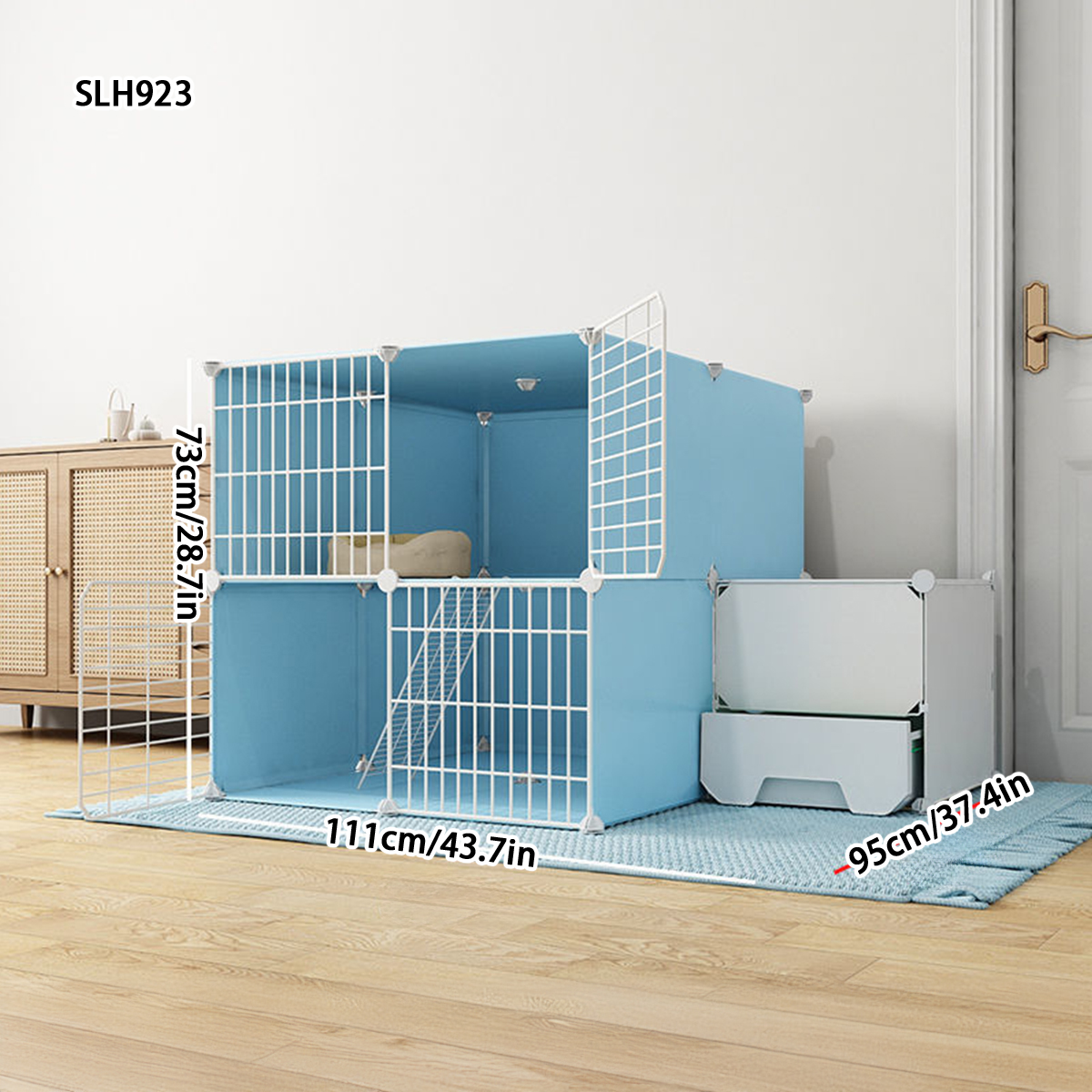Indoor Triple-Storey Cat Condo with Huge Litter Pan and Cozy Nook Space