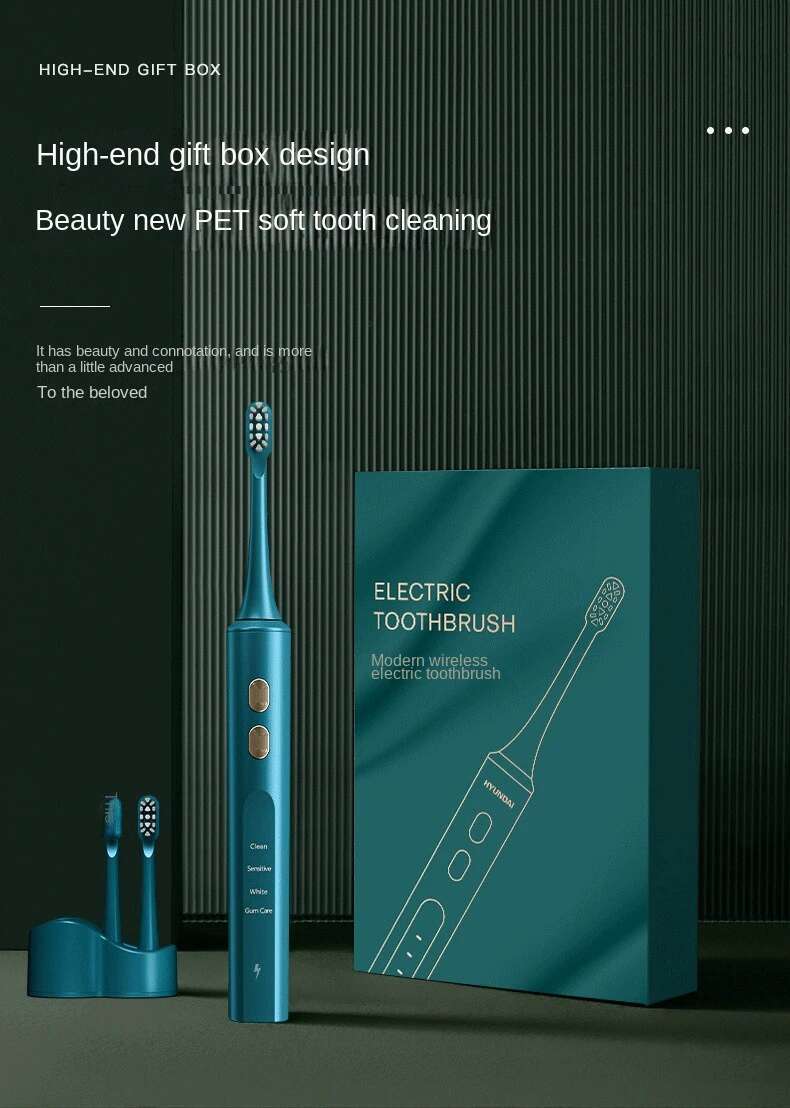 Smart Electric ultrasonic Toothbrush 4 Cleaning Modes High Frequency IPX7 Waterproof Wirelesss Charging Base DuPont Brush Head