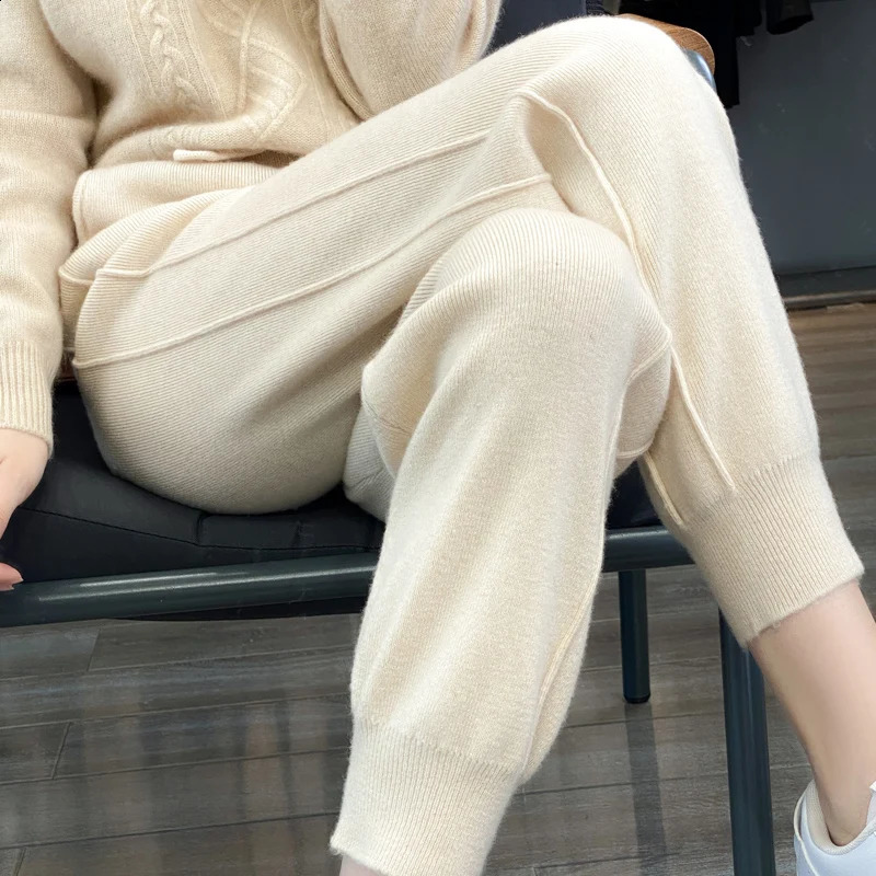 Cashmere Womens Pants AutumnWinter Thick Warm Andy Small Feet Casual Fashion Drawstring 250106