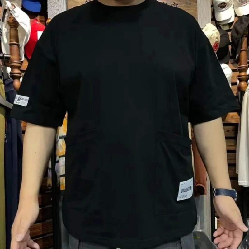 Multipocket Short Sleeve Tshirt Cotton Round Neck Men Clothing Fashion Casual Tooling Style 5xl Oversized Fitness T Shirt Top 250113