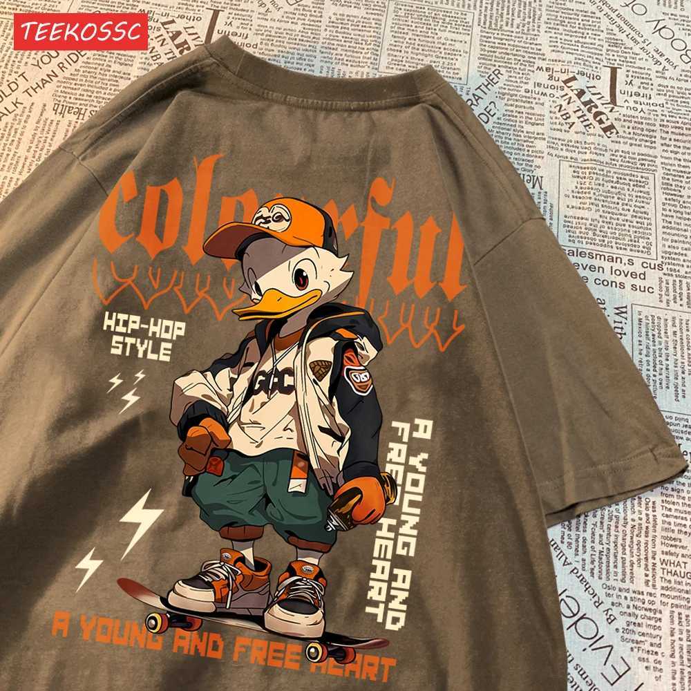 Handsome And Cool Duck Pattern Printing T-Shirt Cotton Fashion T-Shirt WomenS Trendy Cool Clothes Breathable Cartoon Tees X250113