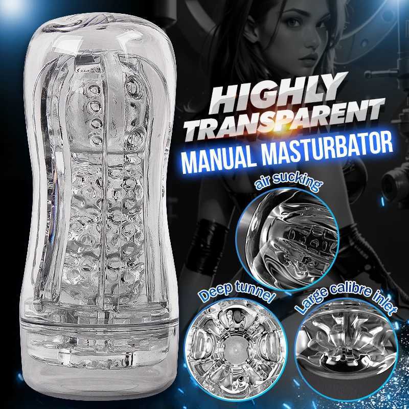 Reusable Male Masturbation Cup Soft Transparent Vagina Adult Endurance ExerciseVacuum Pocket Cup for MenXJ250113