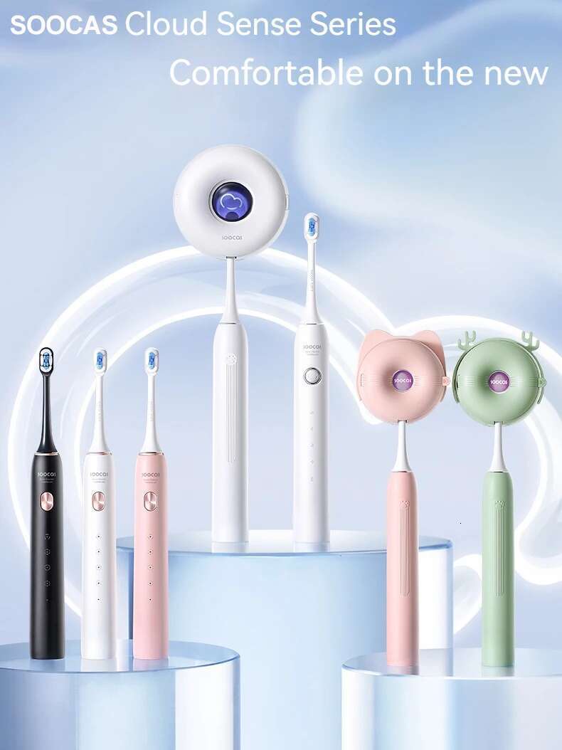 SOOCAS X3S Sonic Electric Toothbrush IPX8 Waterproof 180 Days Battery Life Ultrasonic Teethbrush Ultra Soft Bristles Nozzles