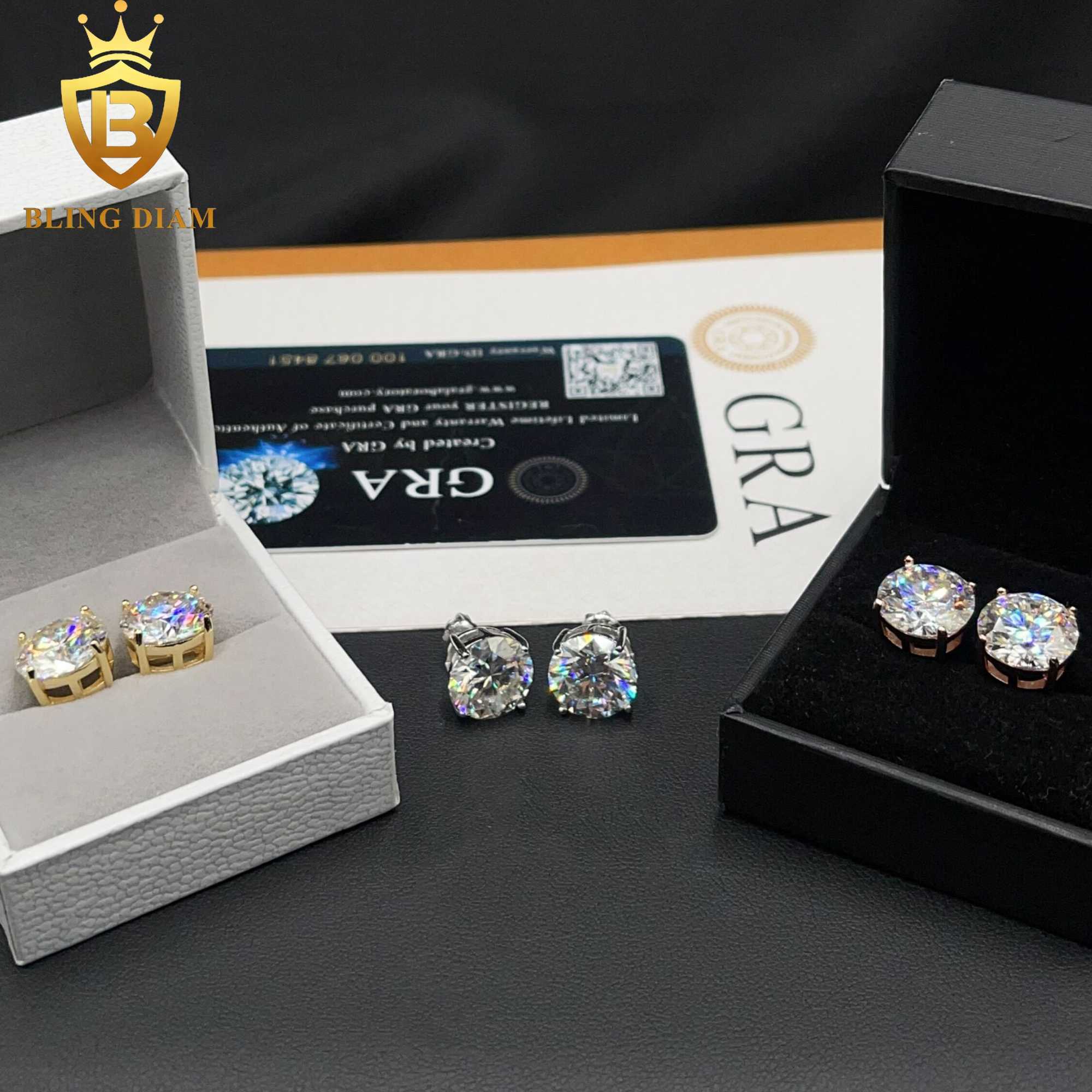 11mm Fine Jewelry Iced Out 925 Sterling Silver VVS Moissanite Diamond Screw Back Stud Earrings