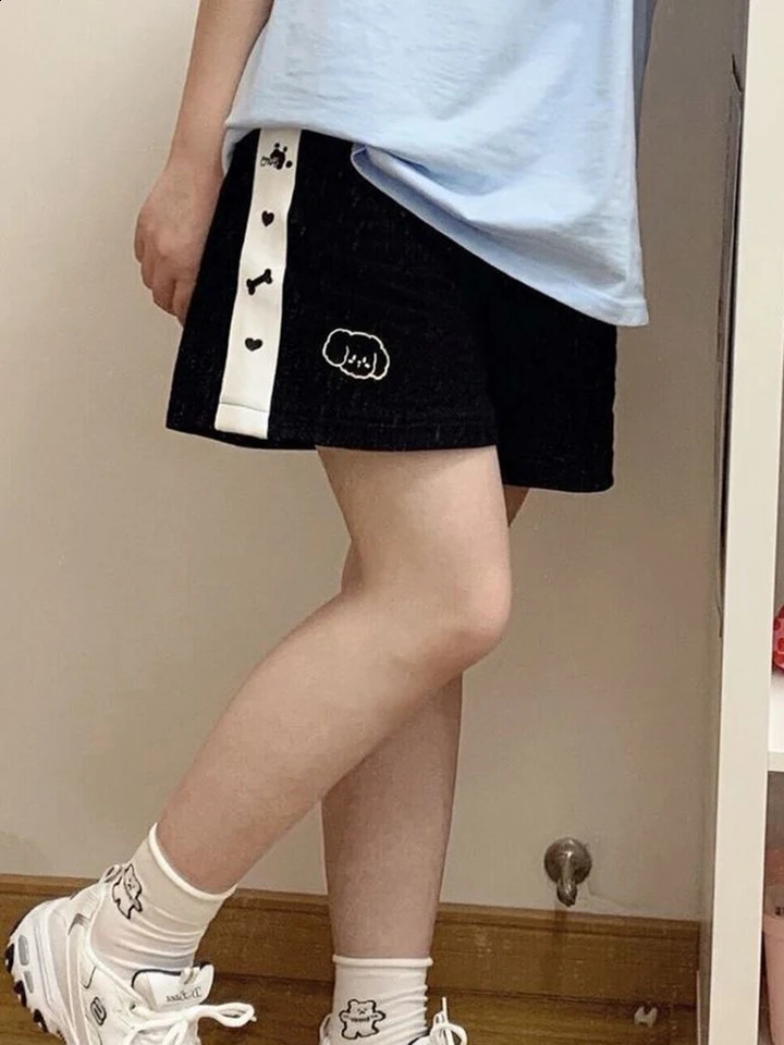 Jmprs Japan Cute Cartoon Print Short Kawaii High Waist Loose Sport Shorts Summer Preppy Style Casual Lady Vintage 250107