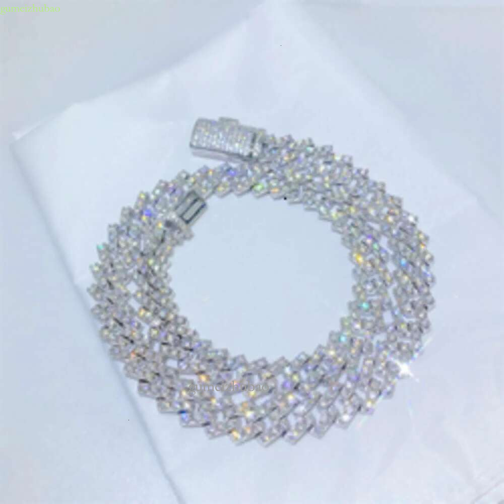 Bussdown Thick 8mm 10mm 13mm Solid Sier Iced Out Vvs Moissanite Chain Cuban k Bracelet
