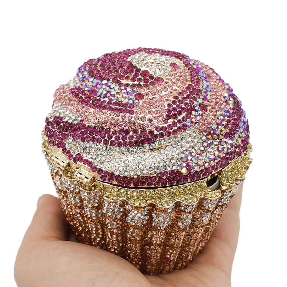 Handmade Sier Shiny Mini Crystal Dia Money Rhie Cupcake Evening Clutch Bag Purse