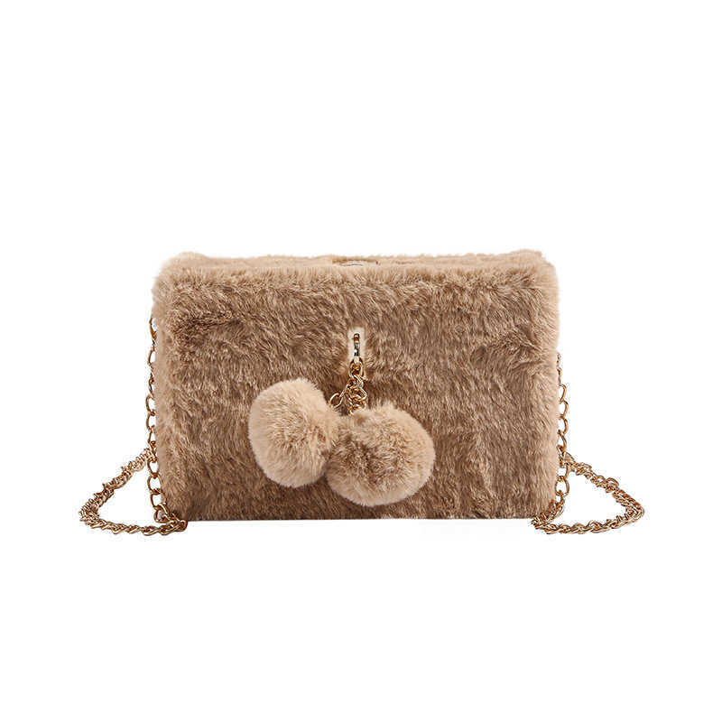 Autumn and Winter Plush Bag V2024 New Forest Sweet, Fashionable, Unique, Versatile Crossbody Cute Hairy Ball Small Square 250113