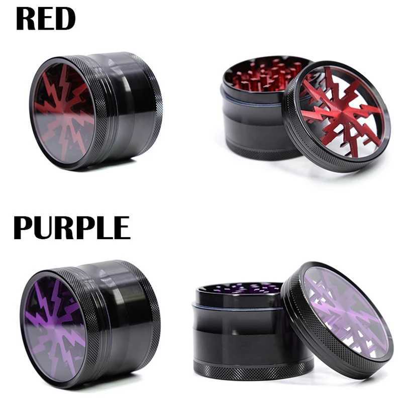 63MM Four layer Grinding Machine Herbal Cutting Machine Zinc Alloy Spice Cutting Machine Latest Lightning Shape Transparent W250113