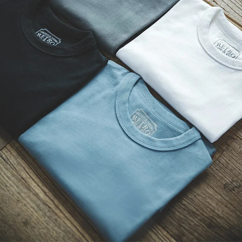 Maden Summer Solid 300g Cotton Tshirts Men Unisex Oversized T Shirts Short Sleeve Heavyweight Harajuku Plain White Tees 250113