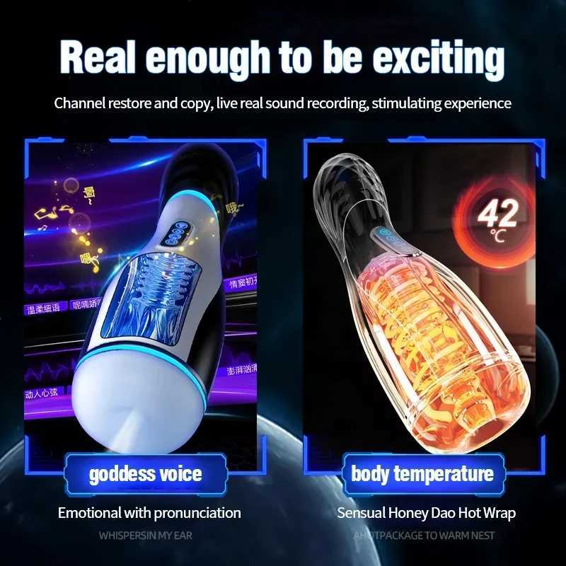Male Masturbator Automatic Blowjob Cup Powerful Sucking Vaginal Mouth Intelligent Heated Masturbator Adult Sex Toys For MenXJ250113