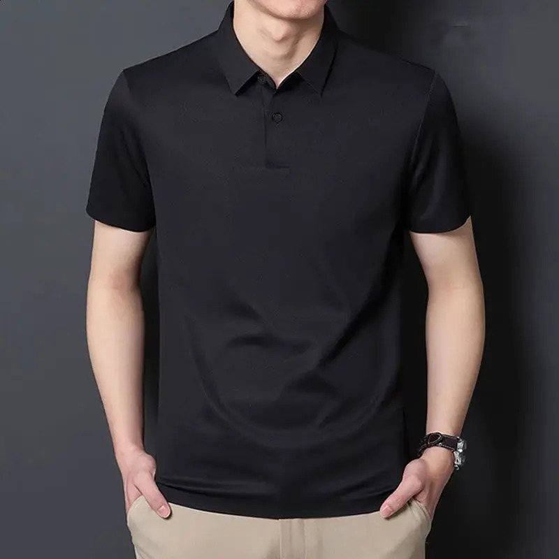 Smart Casual Simplicity Summer Polo Shirts Mens Turndown Collar Solid Button Comfortable Breathable Loose Short Sleeve Tops 250113