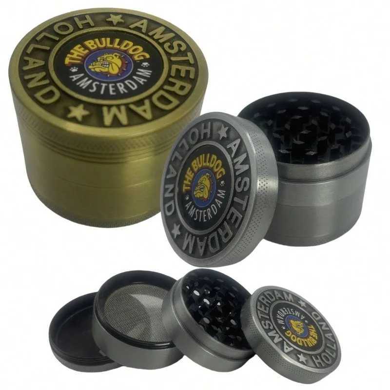 2-inch metal dog sticker herb grinder 4-layer manual spice grinder bulldog tobacco prairie grinder smoking accessories W250113