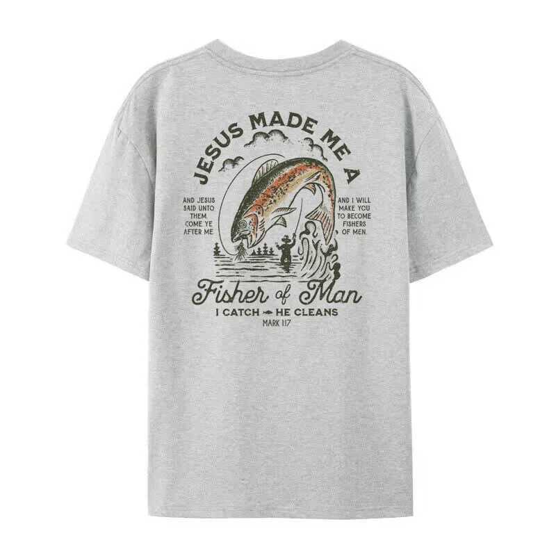 Fisher of Men Vintage Fashion Streetwear Tops Women Back Print Christian Bible Verse T-Shirt Unisex Jesus Religious Tshirts Gift X2501131
