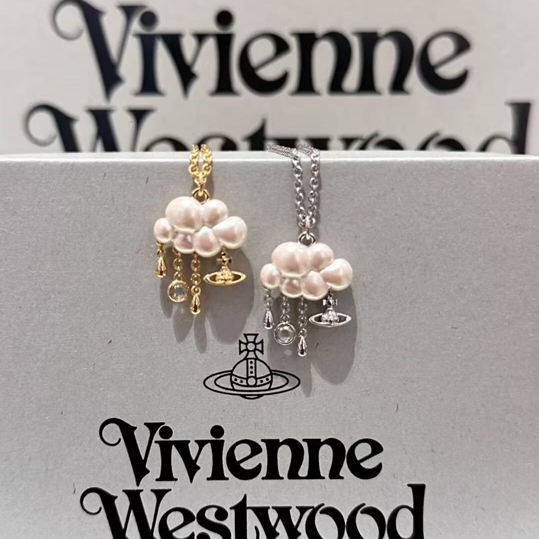 Designer Vivianes Wests Woods New Style Shared by Empress Dowager Cixi | Small Cloud Pearl Necklace with Tassels High-end and Elegant Temperament Sweater Chain