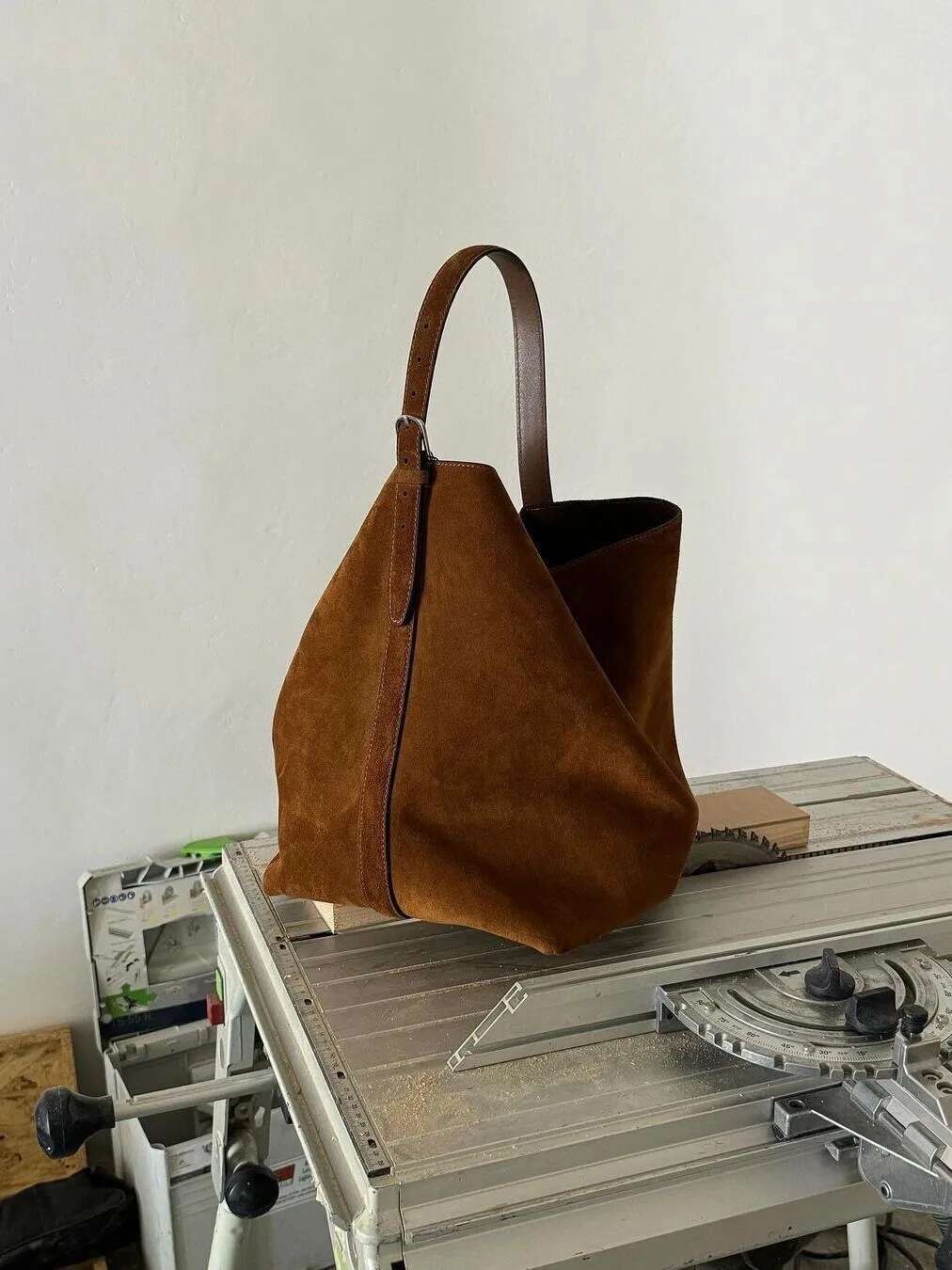 FIRMRANCH Retro Large Capacity High-End Texture Urious Frosted Suede Women's Shoulder Bag Commuting Tote Cowhide Bucket Pouch
