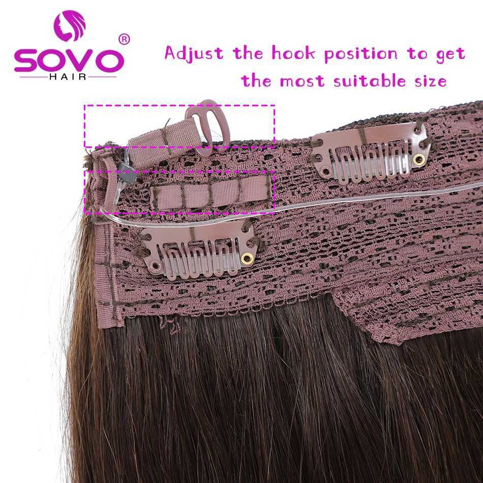 Halo Hair Extensions 00% human hair 4-28 inches hidden thread clip on hair Ombre brown human Remy fishing line hair extension W250113