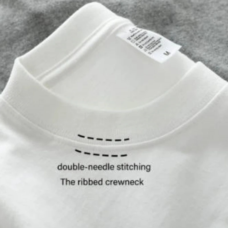 Heavyweight Men T Shirt 270gsm Oversized Summer Short Sleeve Round Neck Loose Tee 100% Cotton Plain Top Casual Mens Clothing 250113