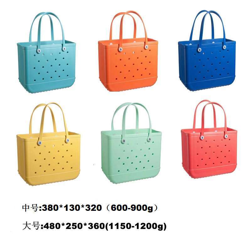 EVA beach fashionable outdoor printed hole tote storage bag, women's basket shoulder bag