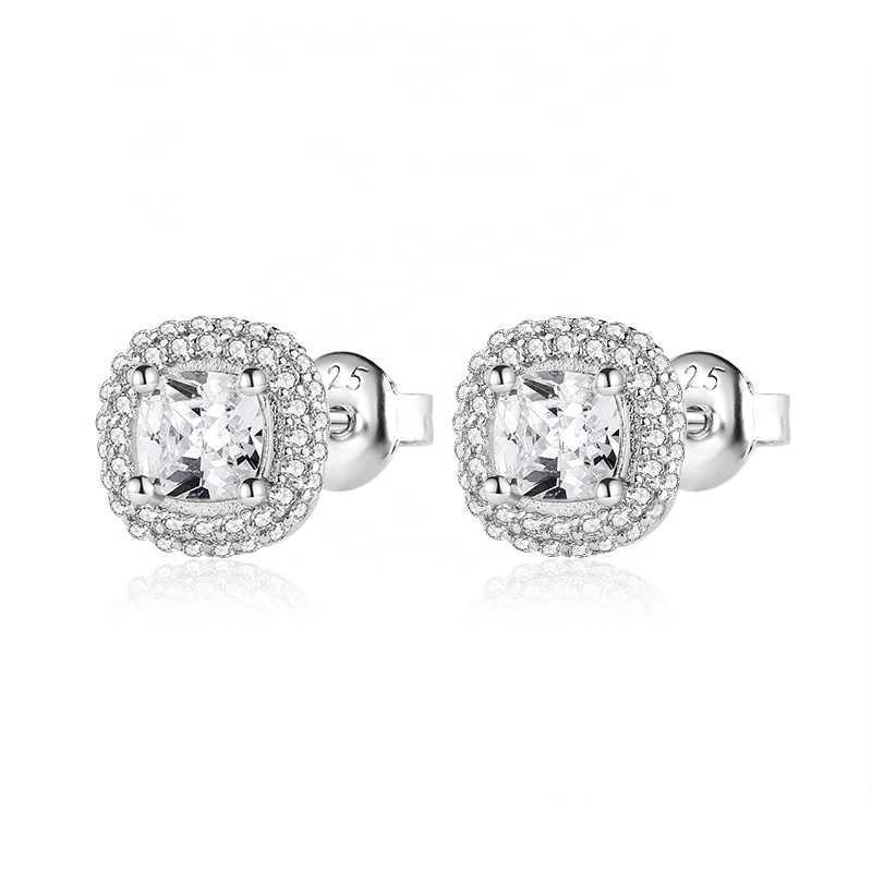 dainty 925 sterling silver zircon color stone stud earrings