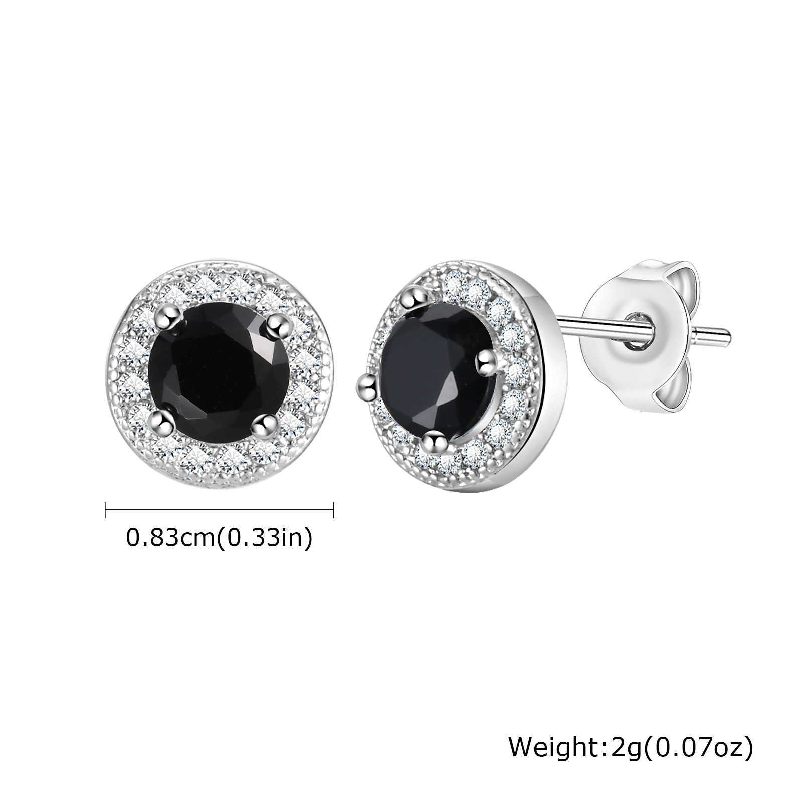 Vnox Wholesale Earrings Fashion Stud Earrings Men Jewelry Steel Color Copper Black Zirconia Round Fashion Stud Earrings