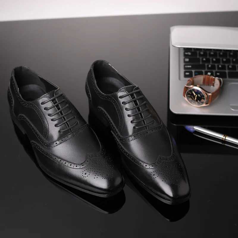 Mens Classic Brogue Shoes Mens Lace-Up Leather Dress Business Office Flats Men Wedding Party Oxfords EUR Sizes 38-48XJ250113