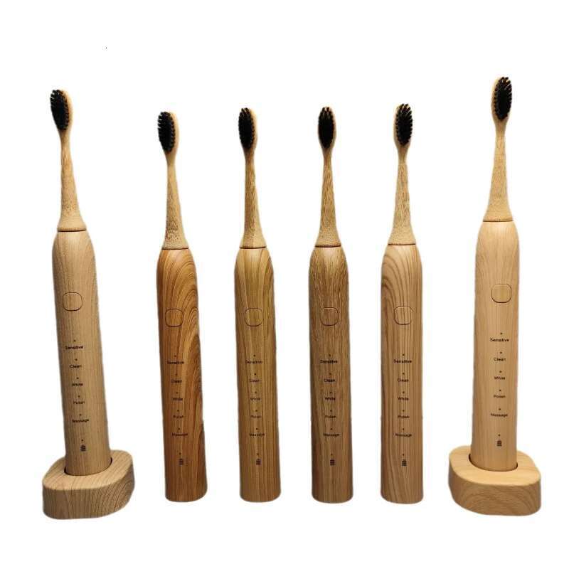 Electric Toothbrush Wireless Rechargeable Ultrasonic Smart Sensor Soft Bristle Adult With Bamboo Case Intelligent Timing