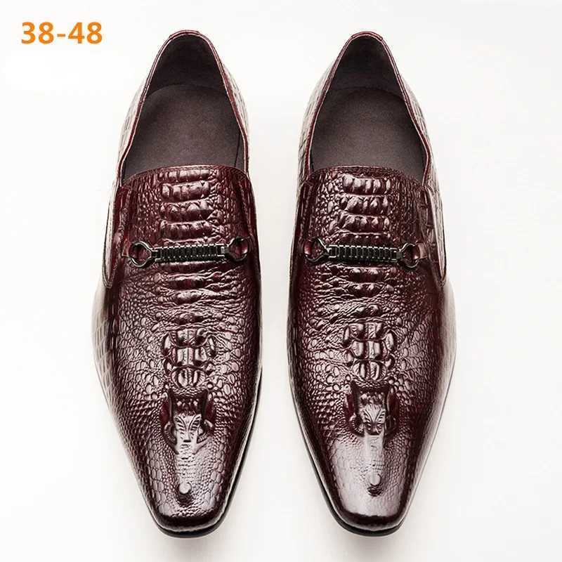Classic Mens Slip- Leather Dress Shoes Luxury Fi Office Casual Business Men Formal Shoes Alligator Pattern Male LoafersXJ250113