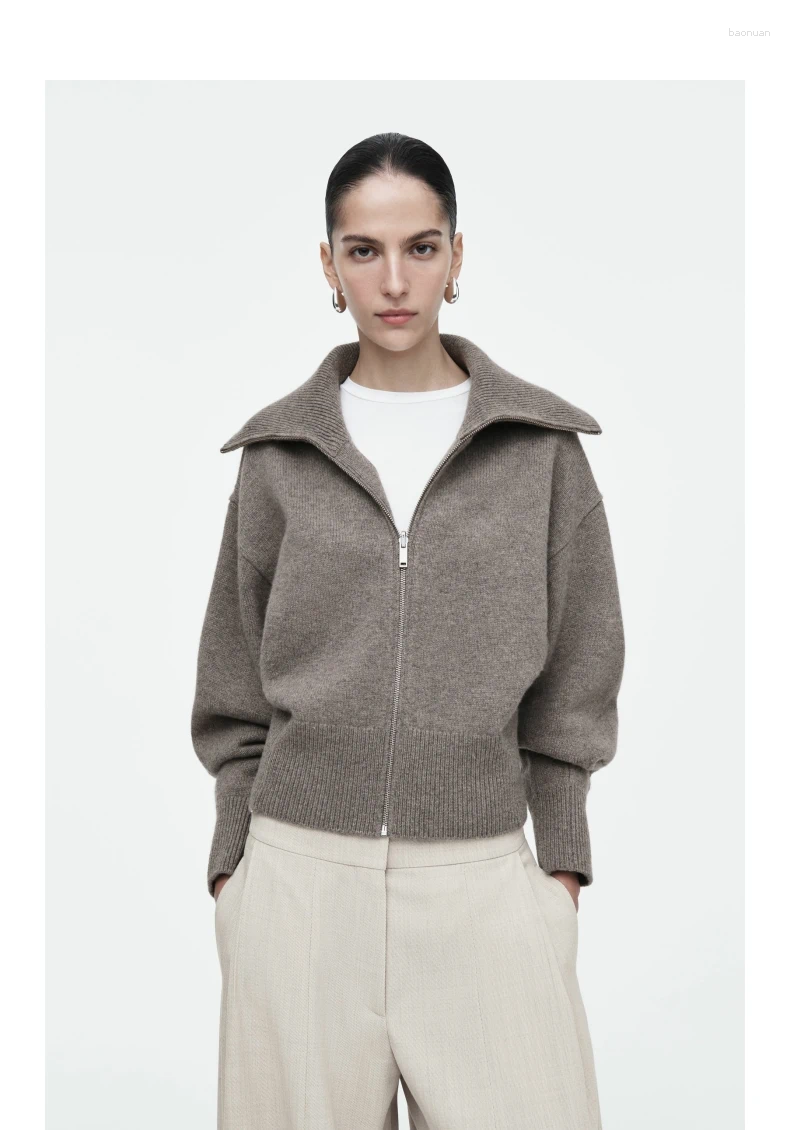 Women's Knits Ethereal Cos Winter Style Of Ladies' Casual Standard Fit Waist-cinching Knitted Pilot Jacket