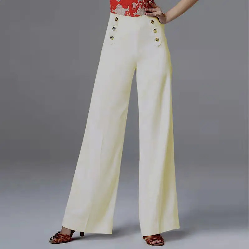 Spring and Autumn Womens Button Solid Dance Modern High Waist Latin National Standard Practice Fashion Casual Elegant Pants 250102