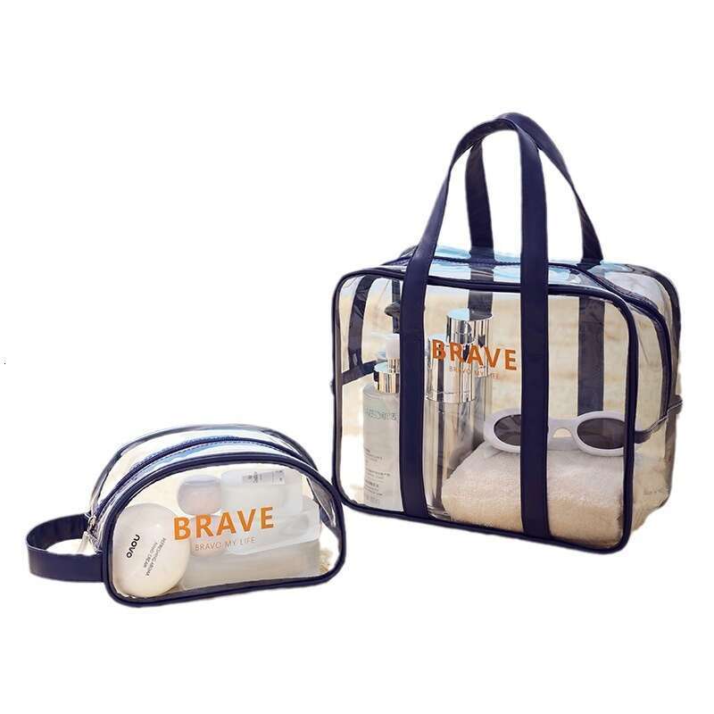 New transparent waterproof wash travel makeup dry wet separation beach bag, fiess swimming bag