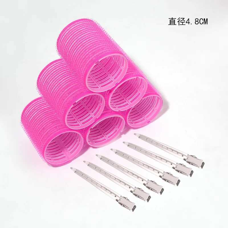 Hot selling 6/12/24Pcs pink nylon plastic hair roll set DIY hair removal tool 3-size no heat self grip hair roll W250113