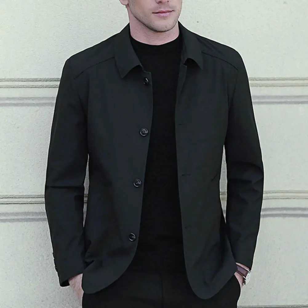 Korean Style Coat Lapel Casual Zipper Fashion Men Jacket Windbreaker Coats Solid Color Men Clothing X250113