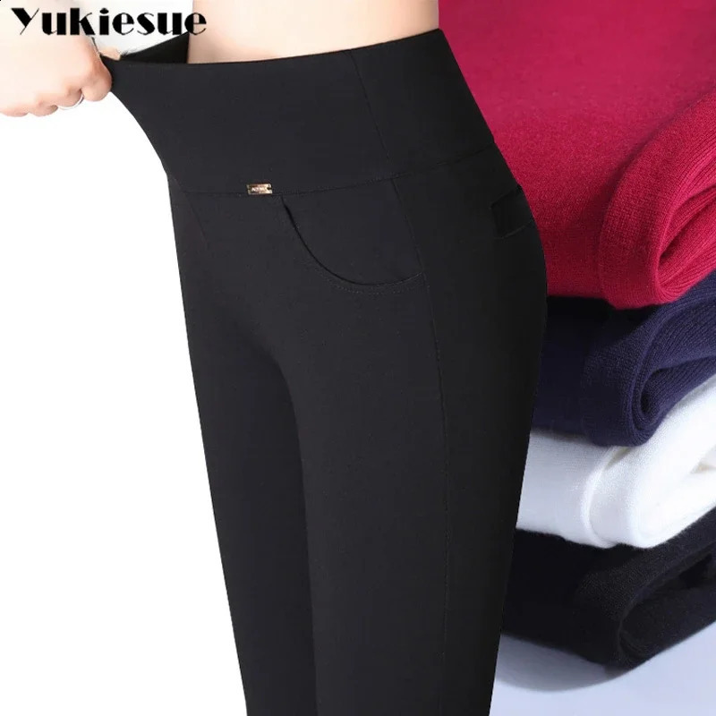 S6XL winter warm high Elastic Waist Casual stretch Skinny Pencil Pants Women trousers clothe Clothing Female Leggings 250102