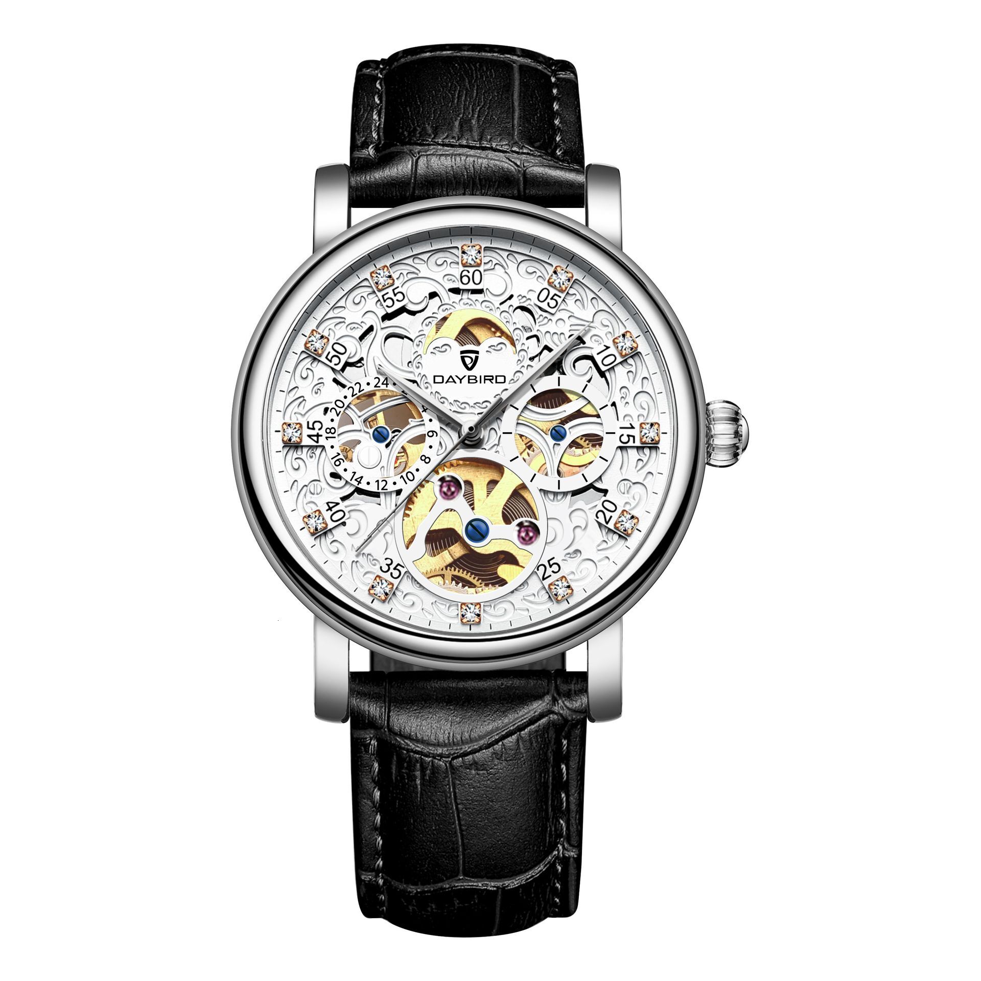 Stylish Men's Watch with Automatic Movement, Large Skeleton, and Night Glow Feature